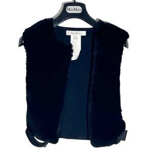 New MaxMara rabbit fur lamb leather wool angora silk harness cropped vest gilet